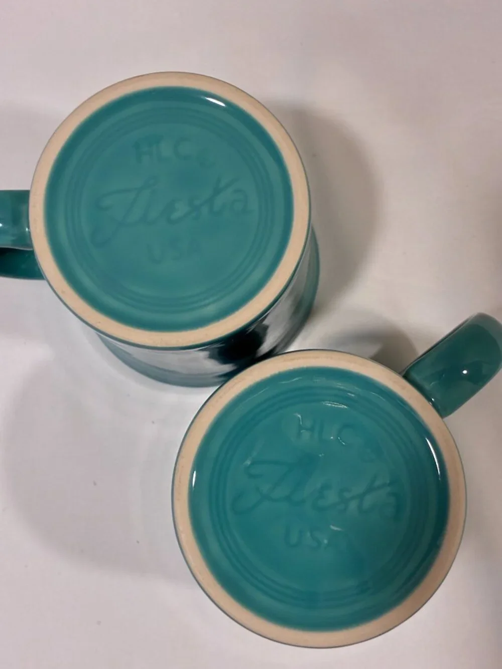 Fiestaware Java Coffee Mug Set of 2 Homer Laughlin China Turquoise 12 oz EUC